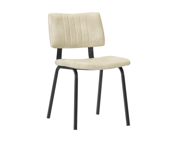 Sunpan Berkley Dining Chair Set of 2 - Stylish Industrial Design with Channel Tufted Faux Leather Comfort Bravo Cream