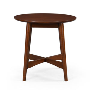 English Elm Christopher Knight Home® - END TABLE Mid-Century Modern Solid Wood End Table with Splayed Legs, Round Top, Sturdy Design Walnut 68679.00WALN