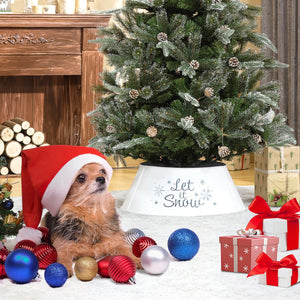 English Elm HOMCOM Steel Christmas Tree Collar Ring Skirt Cover for 7.5ft Trees, Durable Powder-Coated Guard, 26" x 9" White W2225P229115