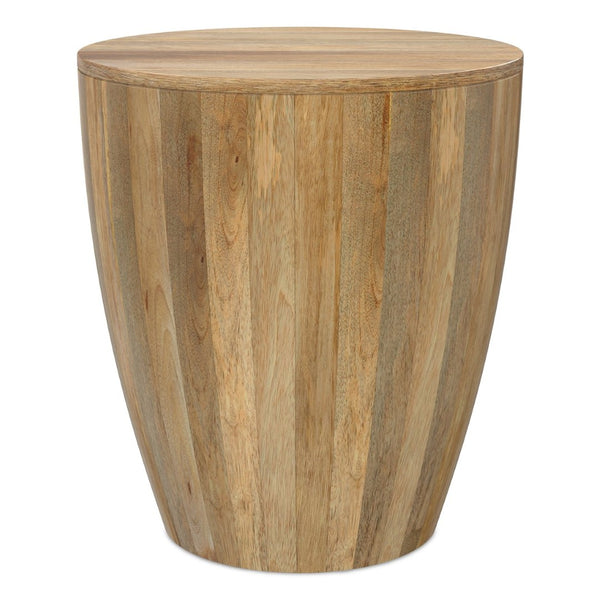 English Elm Elmbrook Solid Mango Wood Drum Side Table with Sculptural Grain for Living Room Natural B136P420279