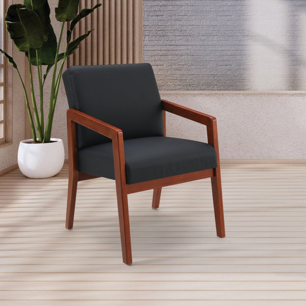 OSP Home Furnishings Wood Guest Chair with Cherry Finish Frame and Memory Foam Seat for Executive Offices Cherry WD587-U6