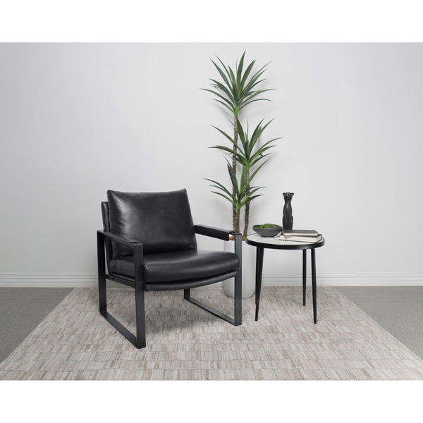 English Elm Goldbriar Vegan Leather Accent Chair with Gunmetal Sled Frame for Modern Interiors B062P451717