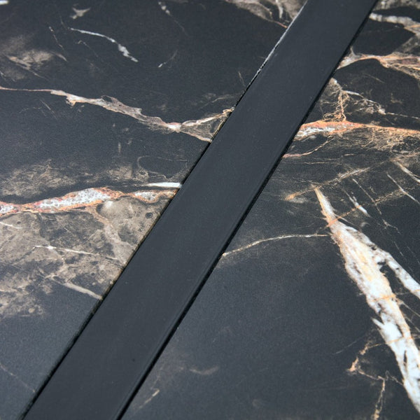 English Elm Table Modern Black Marble Dining Set With 4 Dark Gray Linen Chairs - Stylish, Stable, Easy Assembly W1151S03838-GIGA