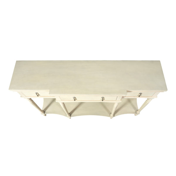 English Elm [video] Solid Pine Console Table Ornate Carved Legs Copper Hardware Soft-close Drawers White N759P433566K
