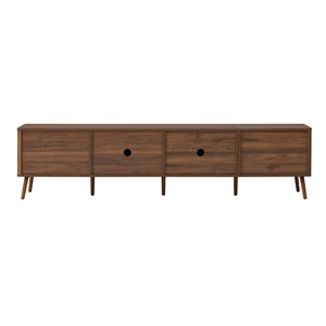 English Elm 78 Inch Walnut Entertainment Center Fluted Doors Solid Wood Legs for Living Room N710P372559P