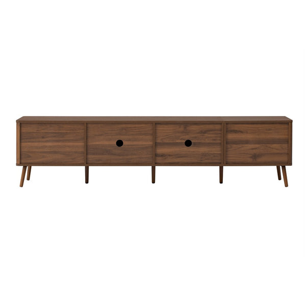 English Elm 78 Inch Walnut Entertainment Center Fluted Doors Solid Wood Legs for Living Room N710P372559P