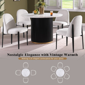 English Elm Set of 2 Chenille Upholstered Armless Dining Chairs with Tapered Black Metal Legs W5739P464651