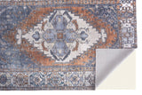 Feizy Rugs Percy Transitional Medallion Area Rug - Durable, Machine Washable, Stylishly Distressed Design For Any Space Blue,Ivory,Brown Polyester,Cotton,Viscose Prc39aifblu000c00