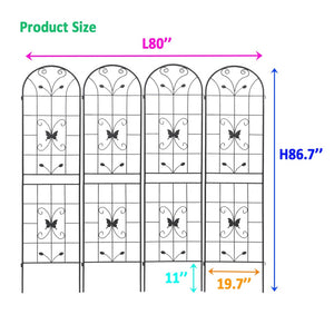 English Elm 4 Pack Powder Coated Steel Garden Trellis Panels Rustproof Vertical Vine Support Outdoor Black W1586P151254