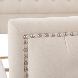 English Elm Jennifer Taylor Home - Marcella Upholstered Shelter Headboard Bed Set, King - Sky Beige, Luxurious Comfort & Style B2719P238225