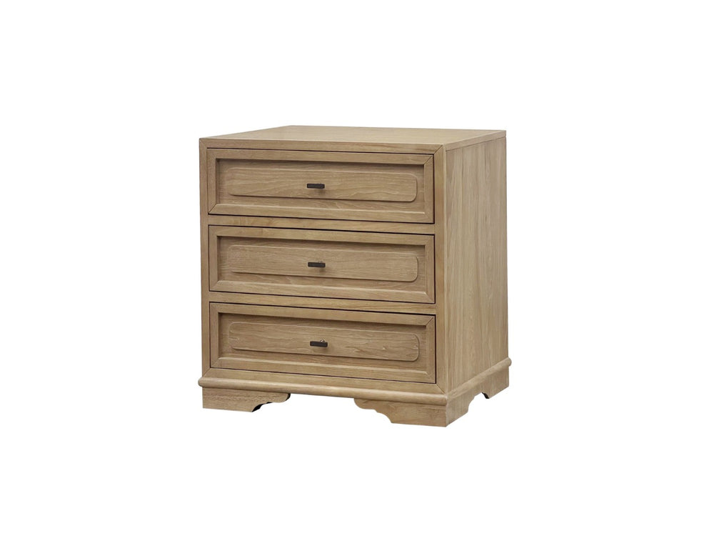 English Elm 3 Drawer Nightstand Warm Cashew Finish with Usb Charging Cedar Lined Bedroom Storage Tan B2699P440894