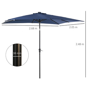 English Elm Outsunny 9' X 7' Solar-Powered Led Umbrella With Tilt & Crank - Perfect For Gardens, Patios, And Pools W2225P174160-GIGA