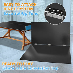 English Elm 8.5ft Regulation Ping Pong Conversion Top Foldable Mdf Surface for Game Rooms Black W1408P401726