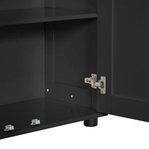 English Elm Storage Compact Two-Door Cabinet with Adjustable Shelf, Anti-Tip Safety, MDF Durability for Home Organizing Black WF323346AAB