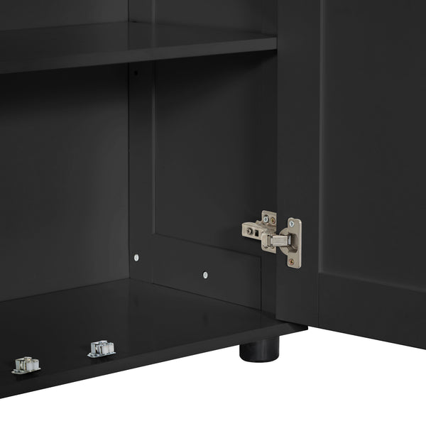 English Elm Storage Compact Two-Door Cabinet with Adjustable Shelf, Anti-Tip Safety, MDF Durability for Home Organizing Black WF323346AAB