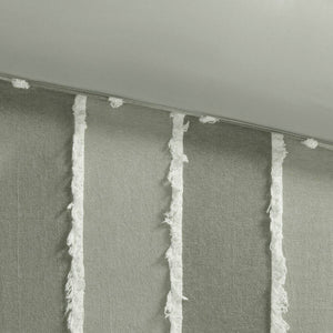 English Elm 3 Striped Cotton Comforter Set Full/Queen with Clip Jacquard Trim, Hypoallergenic OEKO-TEX Certified Bedding Sage 22.83 L x 22.05 W x 10.63 H B035P268142