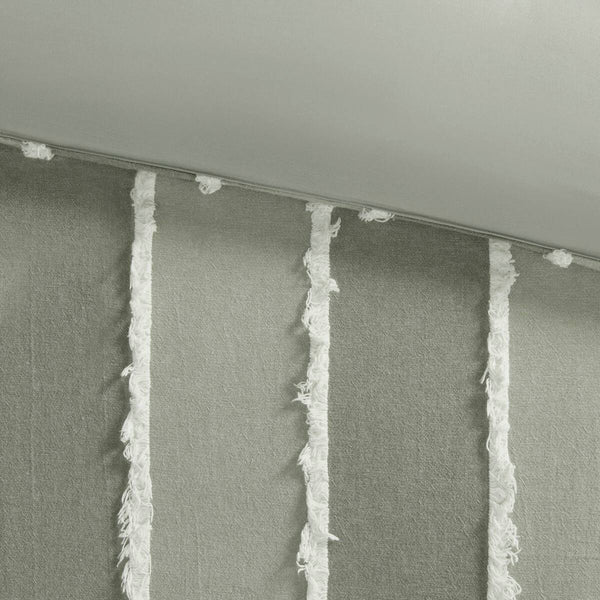 English Elm 3 Striped Cotton Comforter Set Full/Queen with Clip Jacquard Trim, Hypoallergenic OEKO-TEX Certified Bedding Sage 22.83 L x 22.05 W x 10.63 H B035P268142