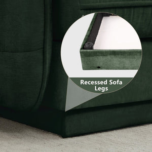 English Elm Chenille Cloud Loveseat with Quilted Back Cushions Deep Foam Seat Modern Living Room Sofa Green W714S01765
