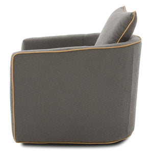 English Elm Swivel Barrel Accent Chair Boucle Upholstered with 360 Base for Living Room Corners Light Grey N763P376127E