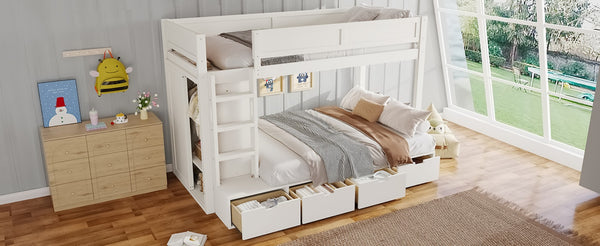 English Elm Twin Triple Bunk Bed Metal L-shaped Frame Sleeps Three Kids White Finish Ivory W1580S00643