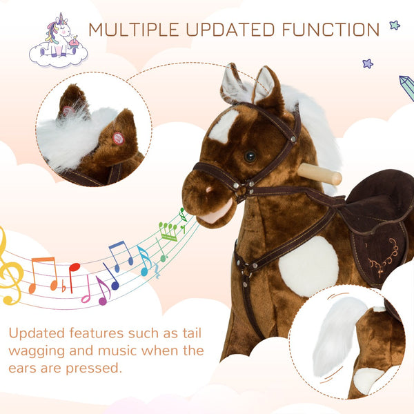 English Elm Qaba Plush Rocking Pony for Toddlers with Sound Effects and Padded Saddle Playroom Fun W2225P217689