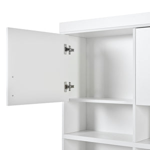 English Elm U-Can Multifunctional 75" Hall Tree with Bench, 3 Cabinets, 6 Drawers, Shelves & Anti-Tip Design White SJ000152AAK