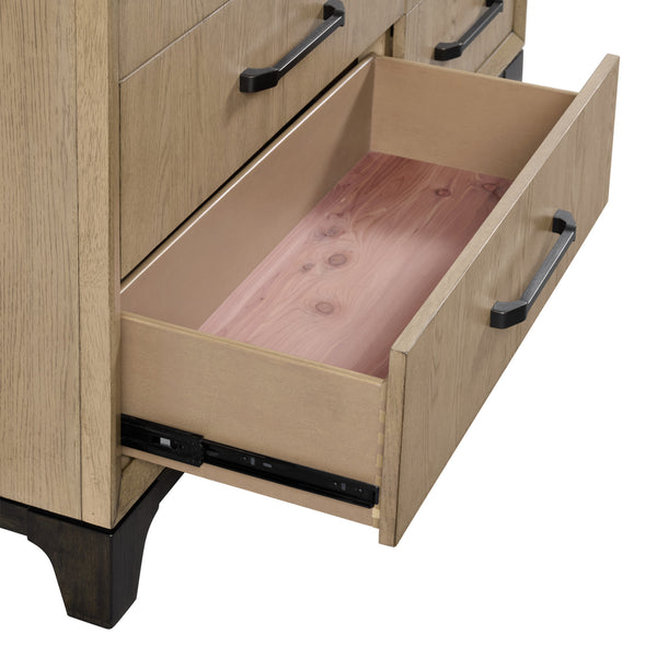 English Elm Wallace & Bay - Caramel Wood Master Chest with 10 Drawers, Felt-Lined Top, Rich Cocoa Finish, Durable 57.3"L x21.3"W B361P406172