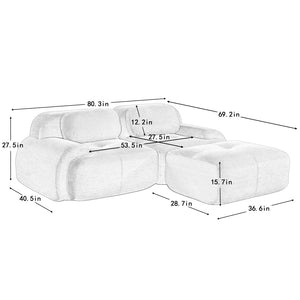 English Elm 82'' Modular L-shaped Sectional Sofa Corduroy Upholstered with Curved Arms for Living Room W714S01404