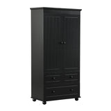 English Elm Tall Storage Cabinet With Three Drawers For Bathroom/Office, Black