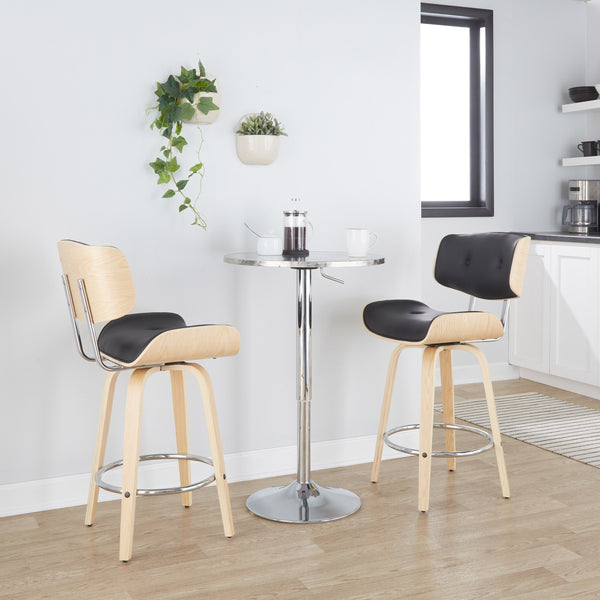 English Elm Bistro Adjustable Round Bar Table In Silver - Modern Swirl Aluminum Top & Chrome Base For Flexibility B202P223297