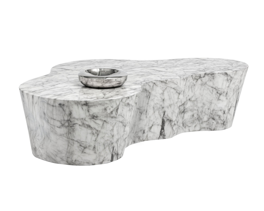 Sunpan Ava Coffee Table - Contemporary Concrete Design with Unique Finish for Modern Living Spaces Marble Look