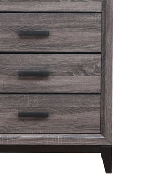 English Elm MIRAGE Solid Wood Chest with 5 Smooth-Glide Drawers, Foil Finish and Matte Black Hardware accents Black+ Gray 33.31 L x 18.58 W x 48.74 H B201P226158