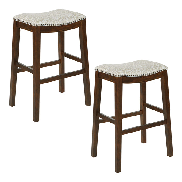 OSP Home Furnishings Saddle Stool 30" - Set of 2 Taupe / Burnt Brown