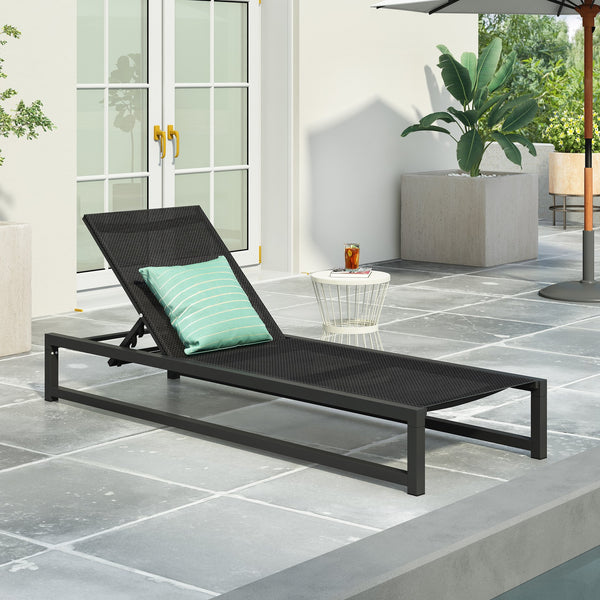 English Elm Christopher Knight Home® - Venice Chaise Lounge - Stylish Outdoor Recliner With Adjustable Backrest & Breathable Mesh Seat 61698.00BBLK