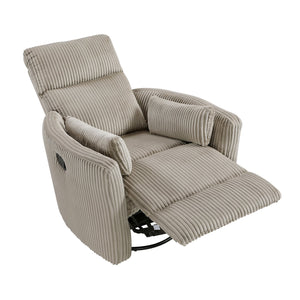 English Elm Taupe Corduroy Swivel Glider Recliner Chair with 360° Rotation, Smooth Recline, Plush Cushioning for Living Room Comfort and Style B011P383306