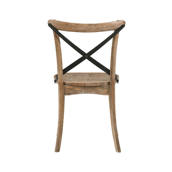 English Elm Set Farmhouse Dining Chairs with X-Back Support and High Back Comfort for Modern Homes, Durable Wood Finish Oak,Rustic B016P324697