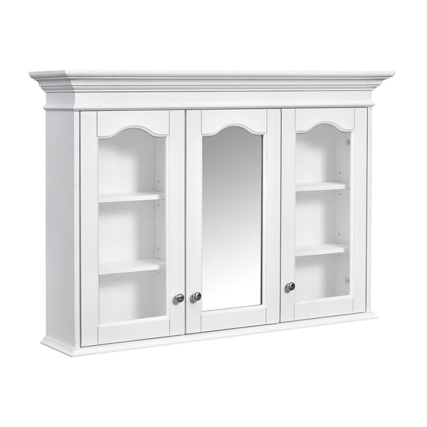 English Elm 40" Medicine Cabinet with Mirror, 6 Adjustable Shelves, Wall-Mounted Bathroom Organizer, White Modern Design N710P264317K