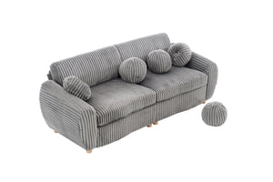 English Elm Modern Corduroy Sofa Couch - 84" Stylish Grey Sectional Love Seat For Apartment & Home Office Comfort W2363S00077