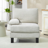 Homcom Left-Facing Armchair Module for Modular Sectional Sofa, Wood Legs, Pocket Spring, Cream White