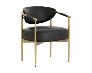 Sunpan Heloise Dining Armchair – Stylish Faux Leather With Gold Stainless Steel Detailing For Elegance Black Faux Leather 111934