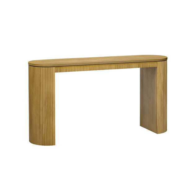English Elm U_Style Elegant Curved Console Table With Vertical Stripe Detail - Perfect For Living Room & Entryway N711P205935N-GIGA
