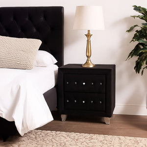 English Elm Rea Glam Velvet 2 Drawer Nightstand with Crystal Knobs and Cabriole Legs B056P417088