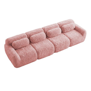 English Elm 149'' Plush Modular Cloud Sofa Boneless Ergonomic Design for Home Theater Lounge Pink W714S01562