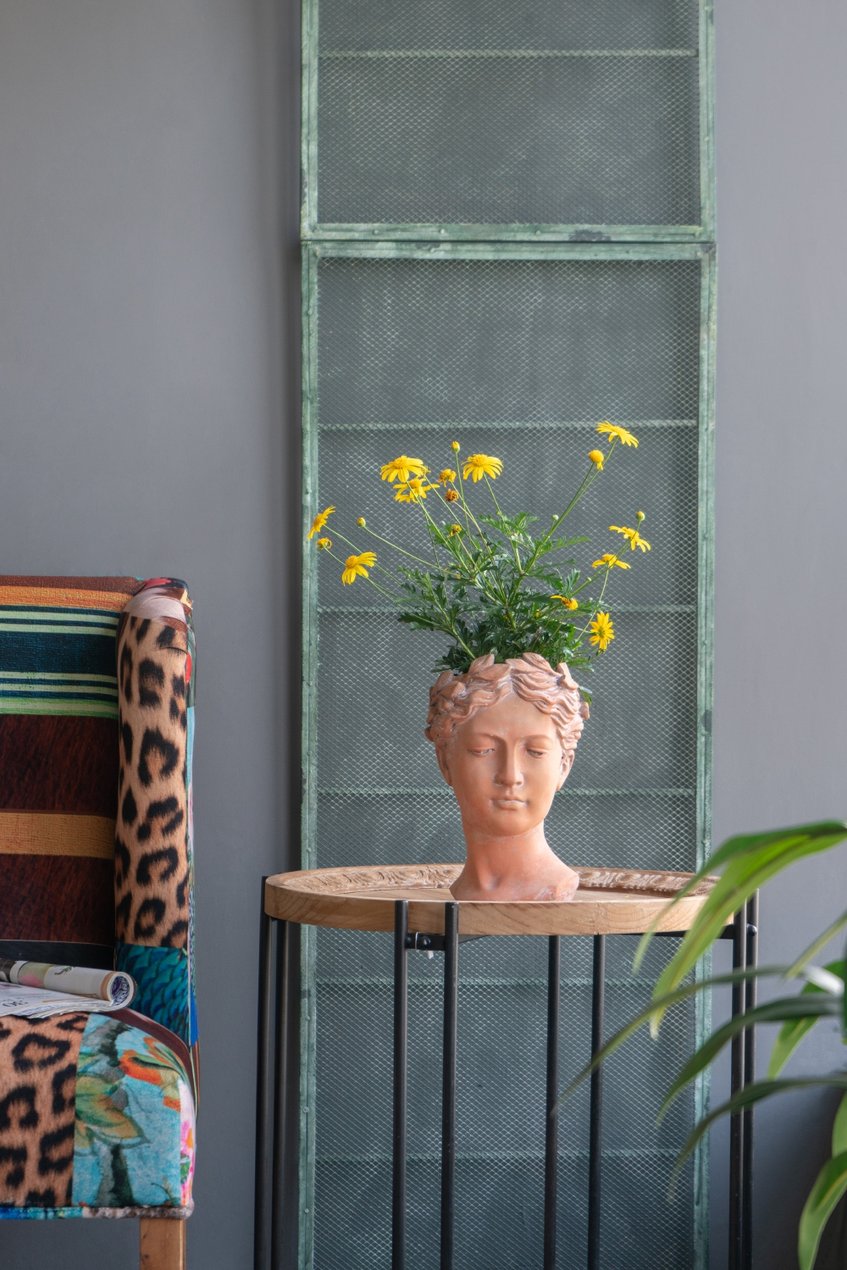 English Elm D7x11" Visage Head Bust Planter Brown — Antique-Inspired Ceramic Sculptural Garden Accent for Home & Patio (11.4" H) W2078P201060