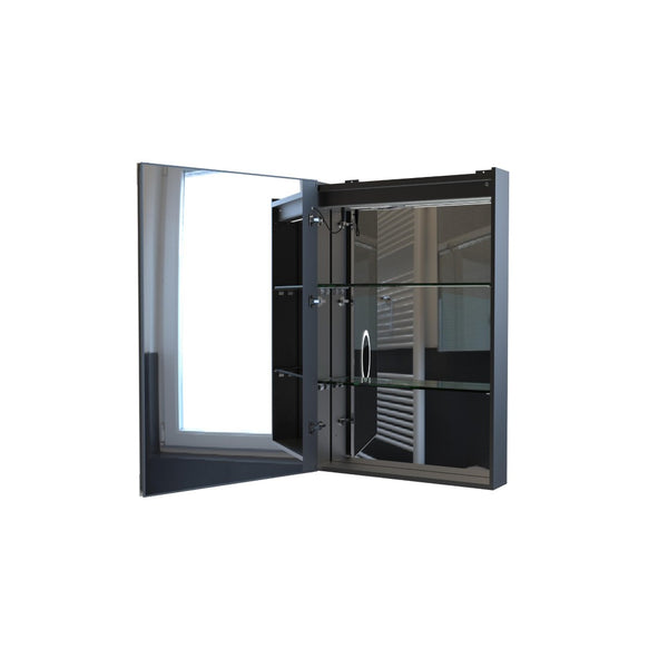 English Elm Bathroom Matte Black Aluminum Medicine Cabinet with Led Lighting and Defogging Mirror T3785P491989