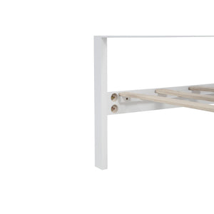 English Elm Queen Pinewood Platform Bed Farmhouse Tall Panel Headboard with Led Lighting and Usb Ports White W504P391091