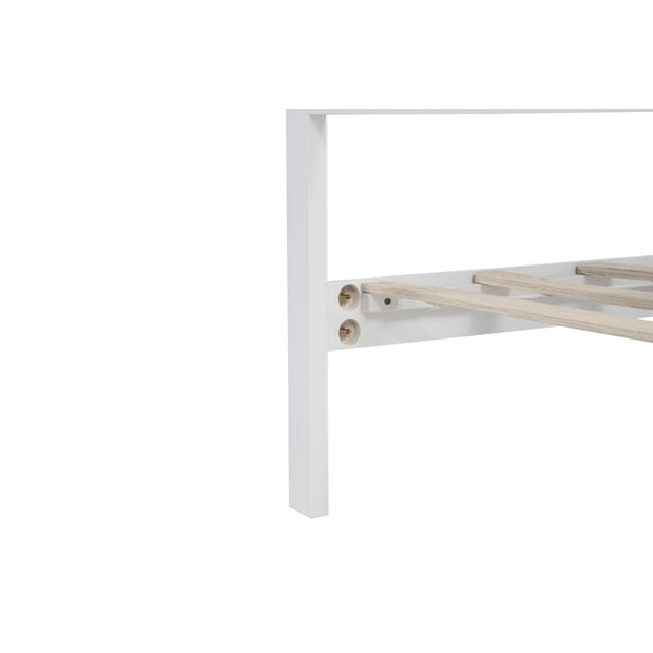 English Elm Queen Pinewood Platform Bed Farmhouse Tall Panel Headboard with Led Lighting and Usb Ports White W504P391091
