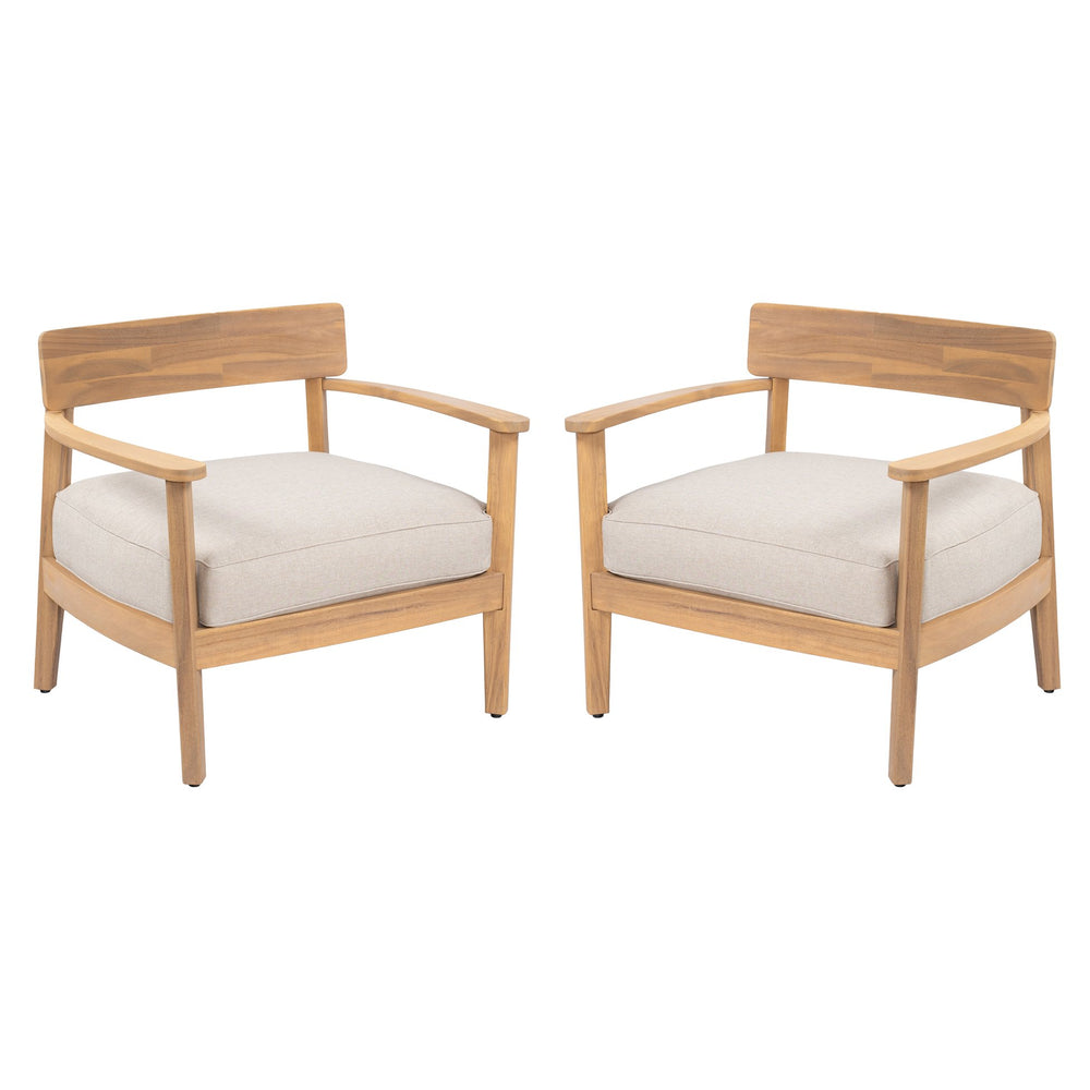 English Elm Christopher Knight Home® - Mallorca Acacia Wood Club Chairs Set Of 2 With Cushions - Stylish Comfort For Outdoor Spaces N775P263954T-S2