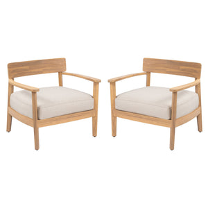English Elm Christopher Knight Home® - Mallorca Acacia Wood Club Chairs Set Of 2 With Cushions - Stylish Comfort For Outdoor Spaces N775P263954T-S2