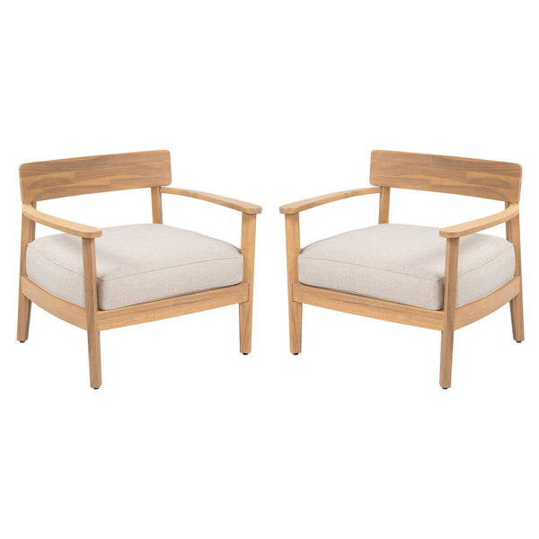 English Elm Christopher Knight Home® - Mallorca Acacia Wood Club Chairs Set Of 2 With Cushions - Stylish Comfort For Outdoor Spaces N775P263954T-S2